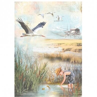 Rice paper for decoupage STORK AND BOY