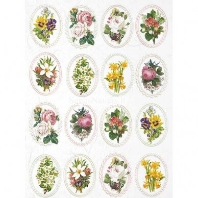Rice paper for decoupage FLOWERS MEDALLIONS