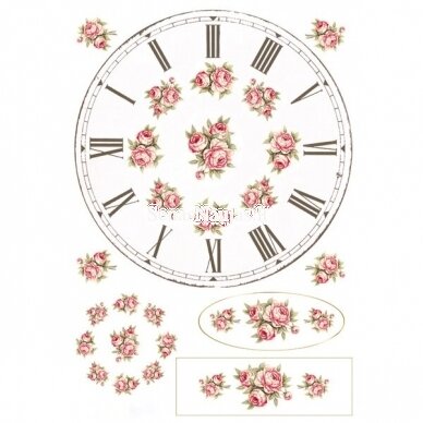 Decoupage rice paper CLOCK AND ROSES