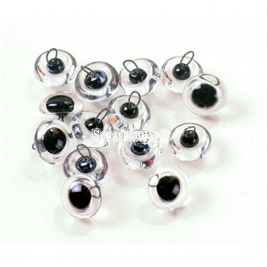 Shiny transparent glass eyes with a loop on the back, 1 pair 1