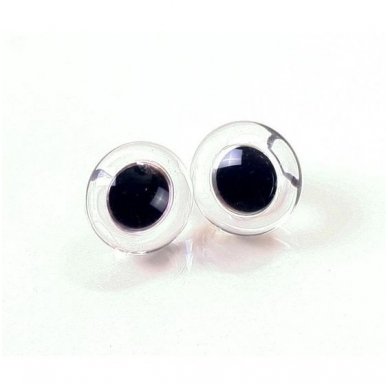 Shiny transparent glass eyes with a loop on the back, 1 pair