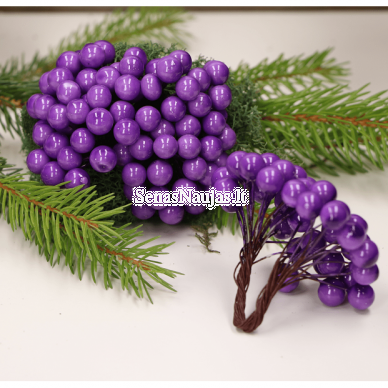 Violet color artificial berry-balls, 40 pieces