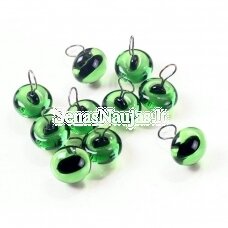 Glass green cat eyes with a loop on the back, 1 pair